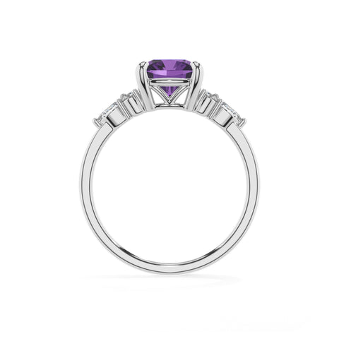 lab grown amethyst cushion solitaire engagement ring