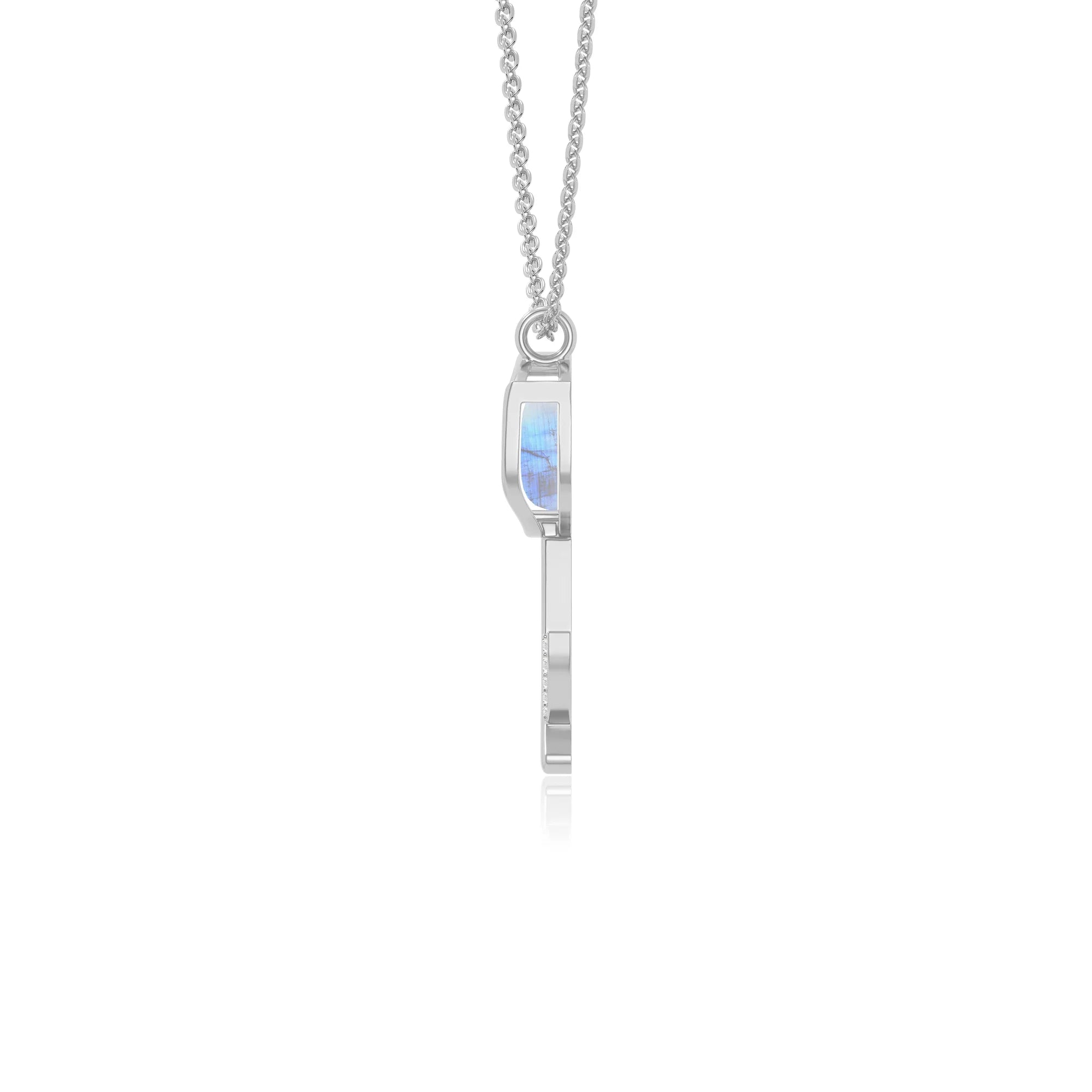 rainbow moonstone tulip necklaces in sterling silver 