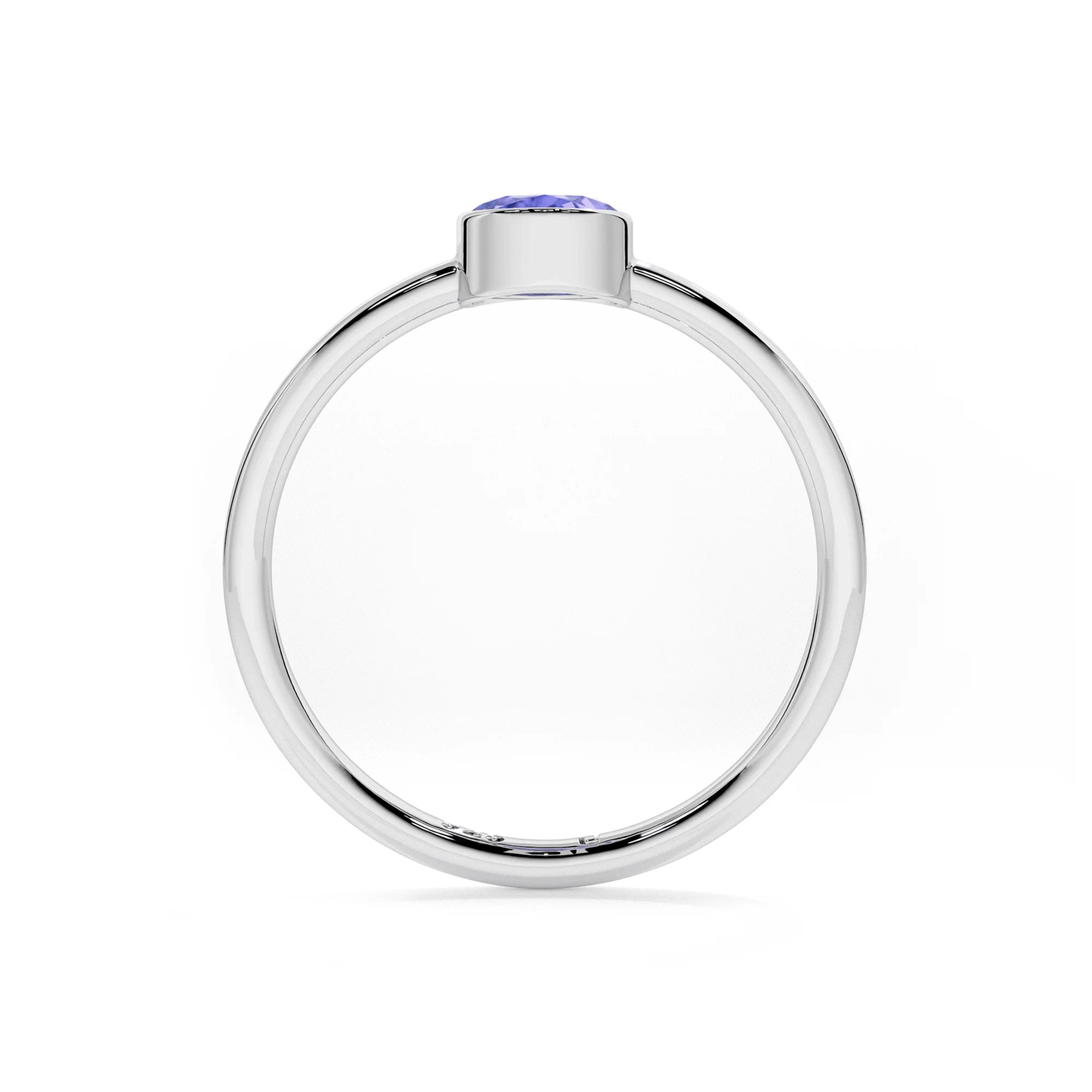 tanzanite round cut stackable bezel-set ring