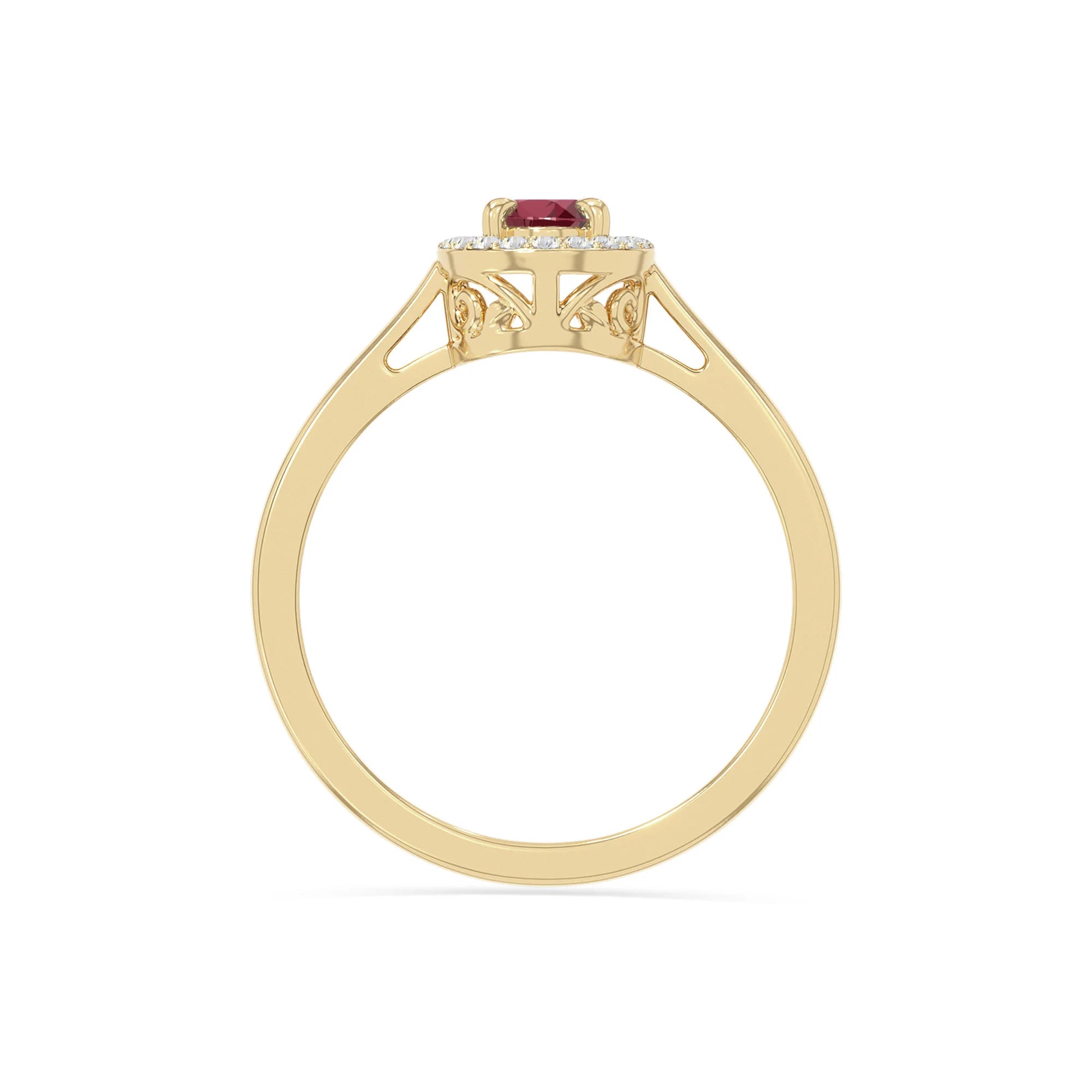 natural ruby solitaire halo engagement rings in yellow gold vermeil