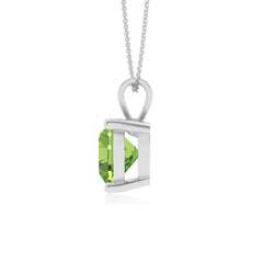 lab grown peridot heart shape solitaire v-bale pendant necklace