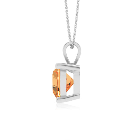 lab grown citrine heart shape solitaire v-bale pendant necklace