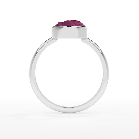 pink-tourmaline rough shape stackable bezel-set ring