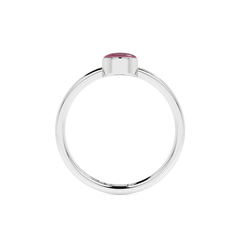 pink tourmaline oval cab stackable bezel-set ring