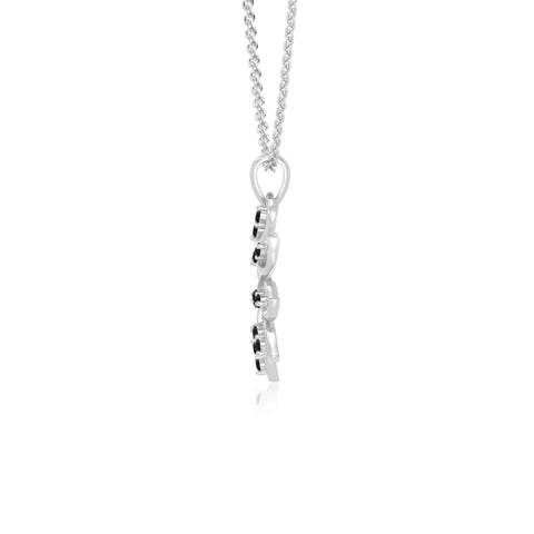 natural black-onyx flower necklaces in sterling silver 