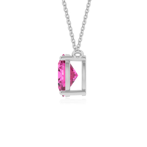 lab grown pink sapphire oval shape solitaire v-bale pendant necklace