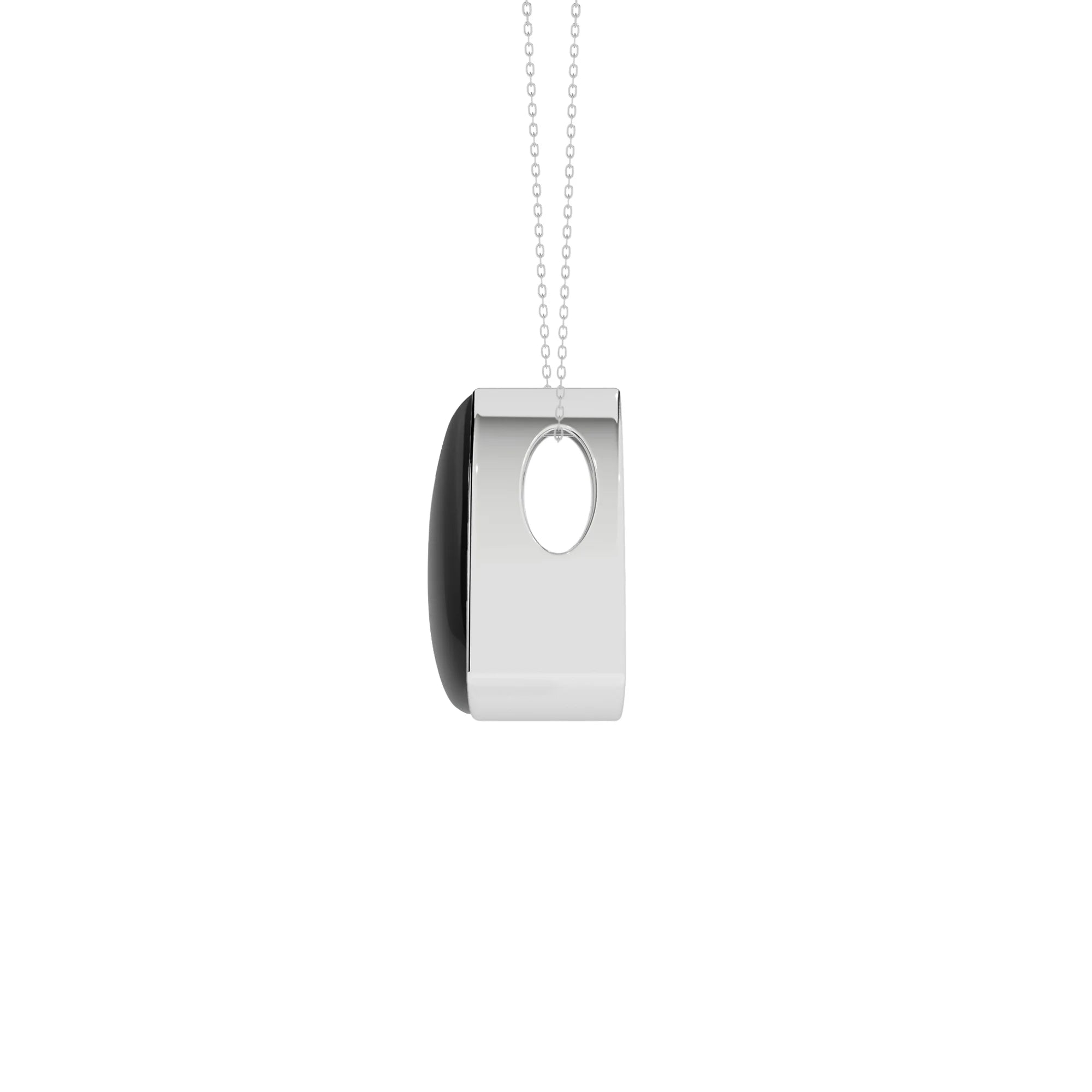 natural black-onyx trillion shape pendant necklace