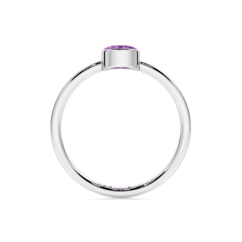 amethyst oval cut stackable bezel-set ring