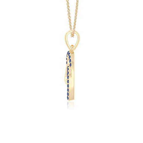 natural blue-sapphire heart in heart necklaces in yellow gold vermeil 