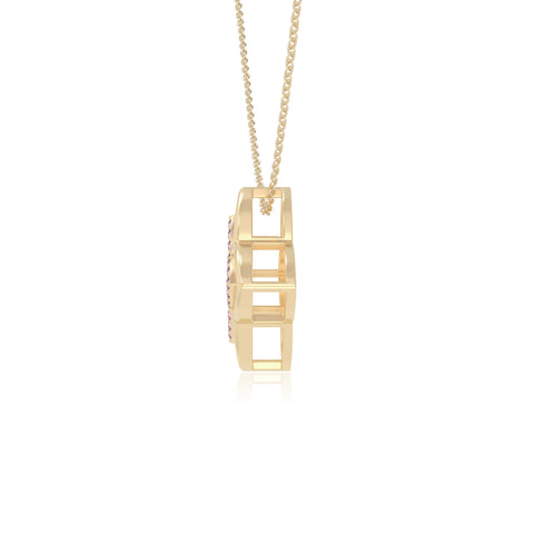 natural pink-tourmaline 4 petal flower necklaces in yellow gold vermeil 
