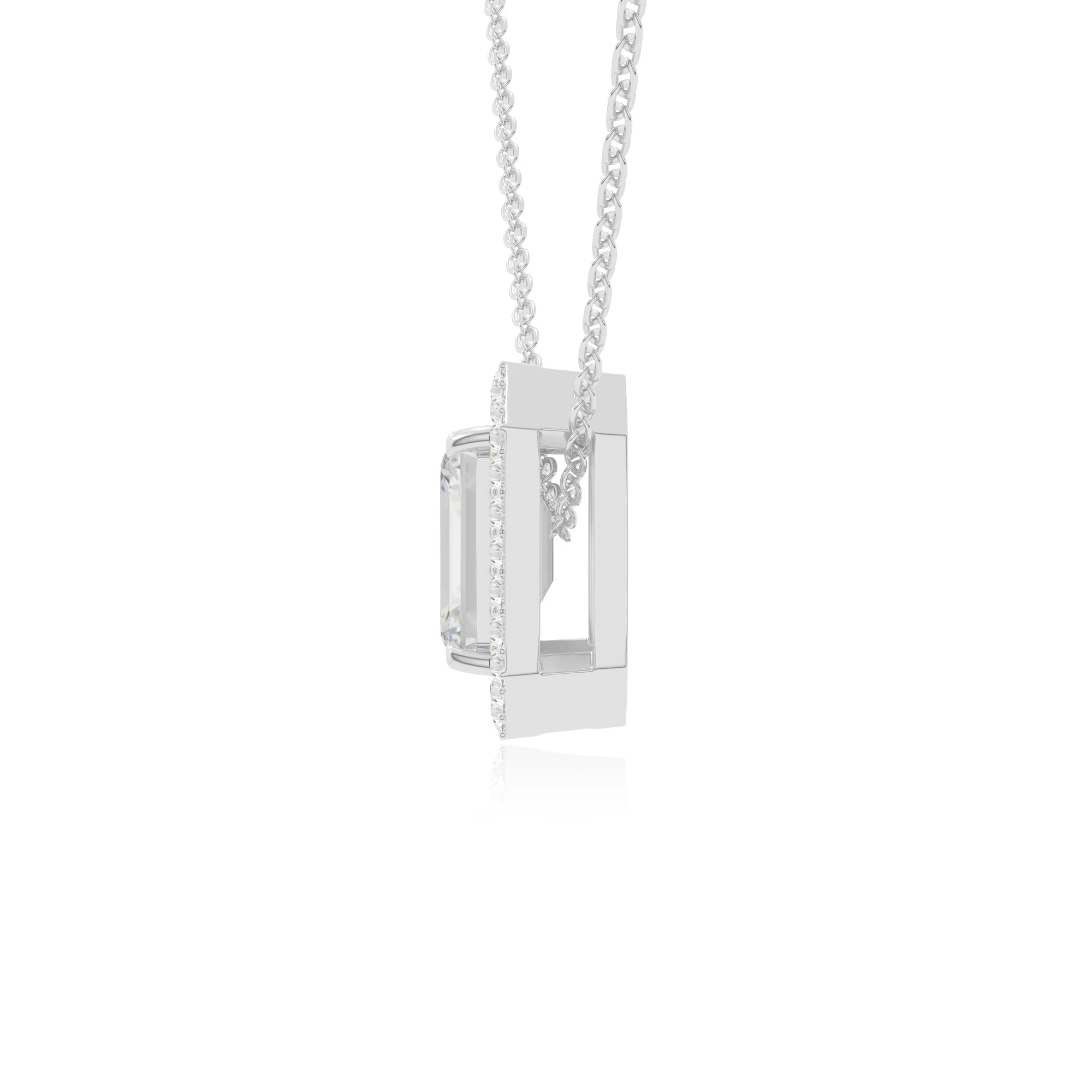 moissanite solitaire halo necklaces in sterling silver 