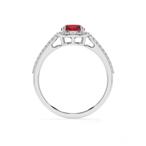 lab-grown ruby cushion half eterity halo solitaire engagement ring