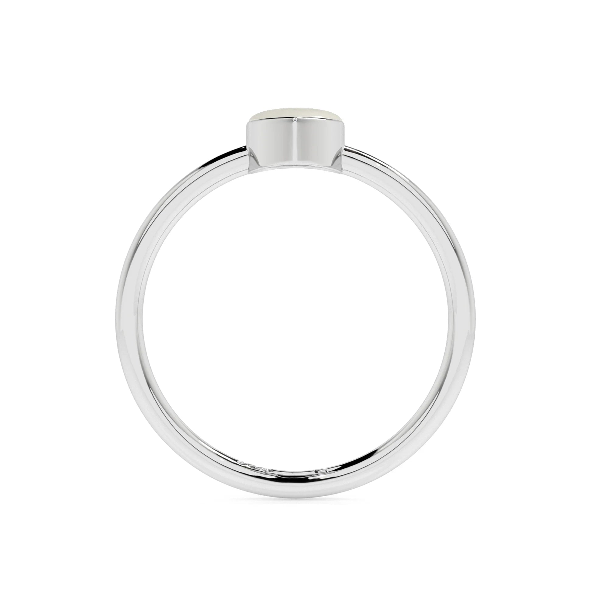 freshwater cultured pearl pear cab stackable bezel-set ring