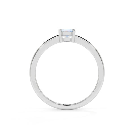 rainbow moonstone oval cut stackable prong-set ring