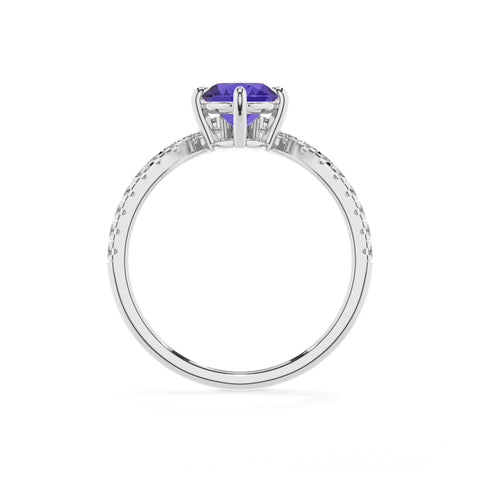 lab-grown tanzanite oval solitaire engagement ring