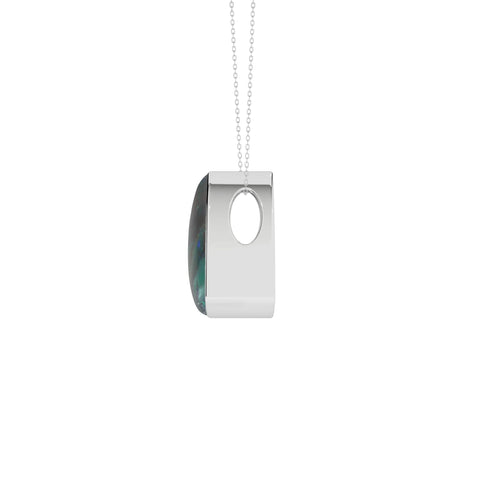 natural azurite-malachite trillion shape pendant necklace