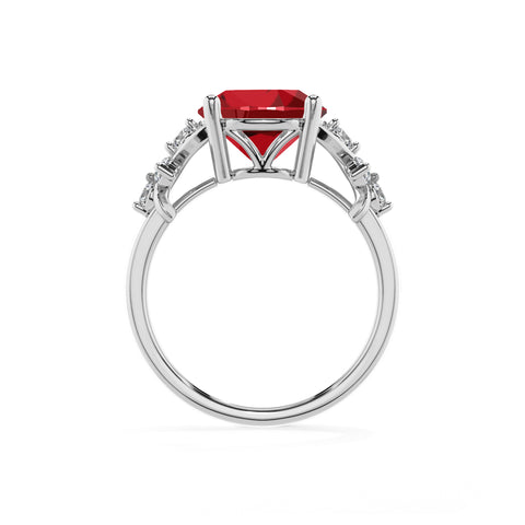 lab-grown ruby round criss cross solitaire engagement ring