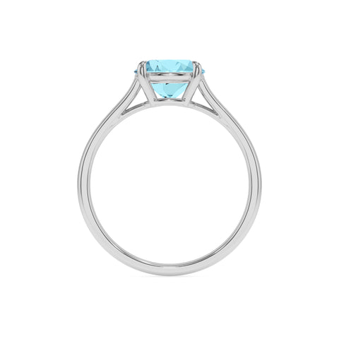 lab grown aquamarine round solitaire engagement ring