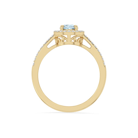 natural aquamarine solitaire halo engagement rings in yellow gold vermeil