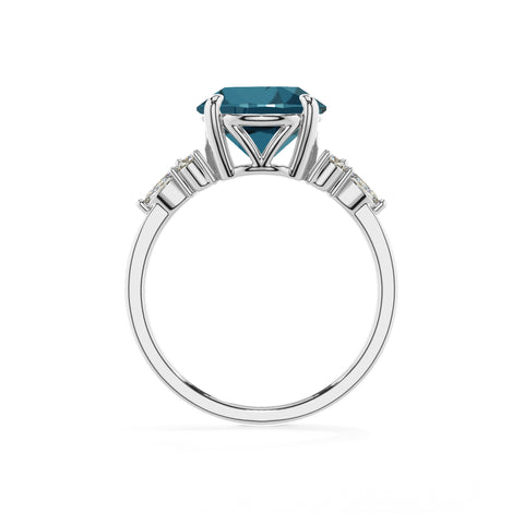 natural london blue topaz round solitaire engagement ring