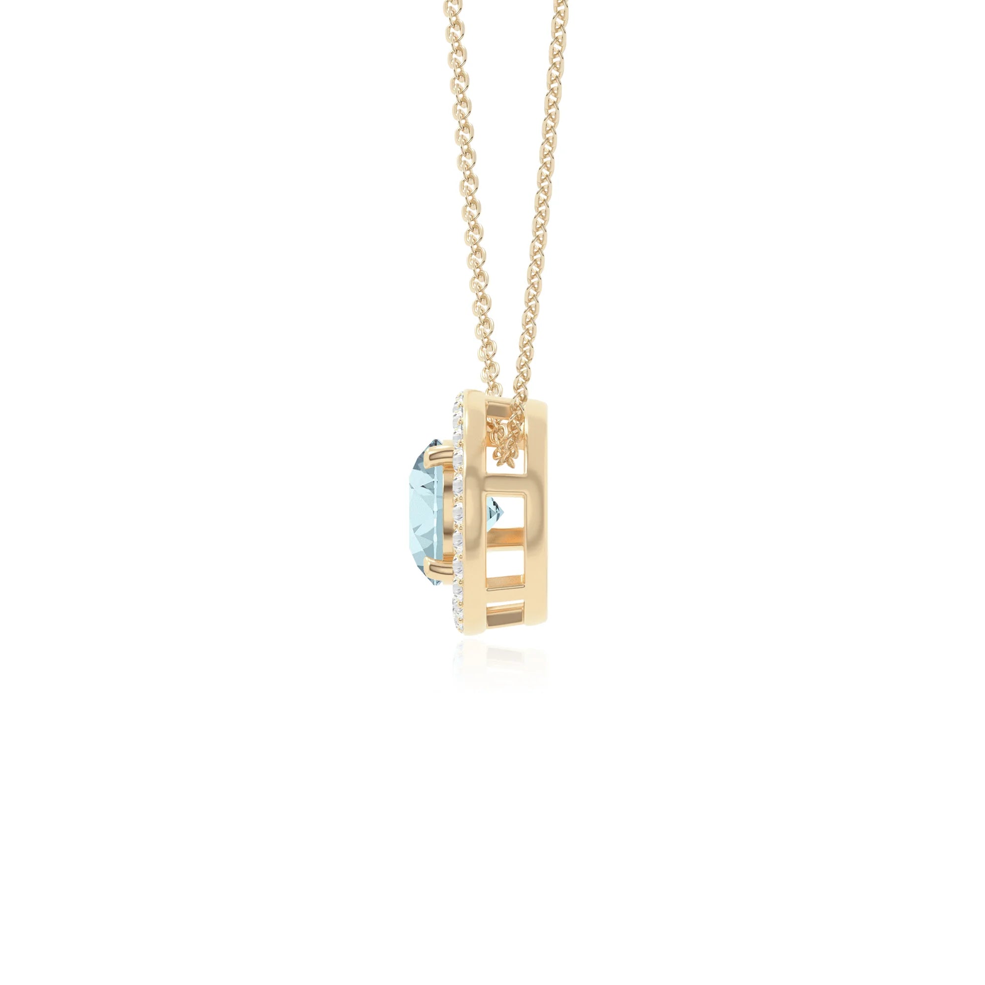 natural aquamarine solitaire halo necklaces in yellow gold vermeil 