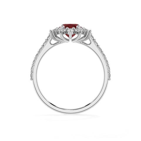 natural garnet oval half eterity halo solitaire engagement ring