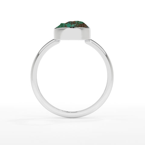 chrysocolla rough shape stackable bezel-set ring