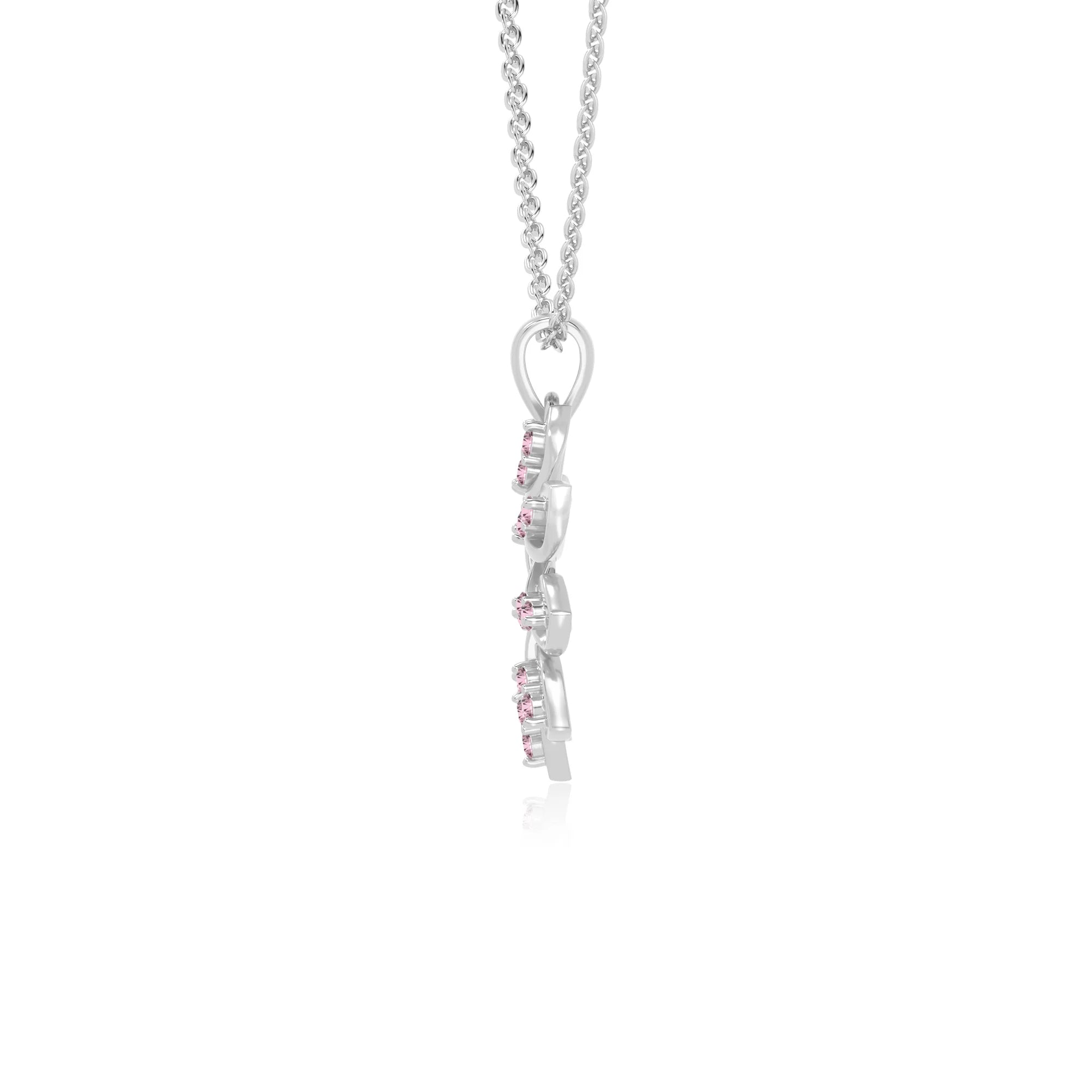 natural pink-tourmaline flower necklaces in sterling silver 