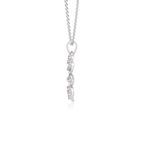 natural pink-tourmaline flower necklaces in sterling silver 