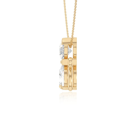 moissanite heart in heart necklaces in yellow gold vermeil 