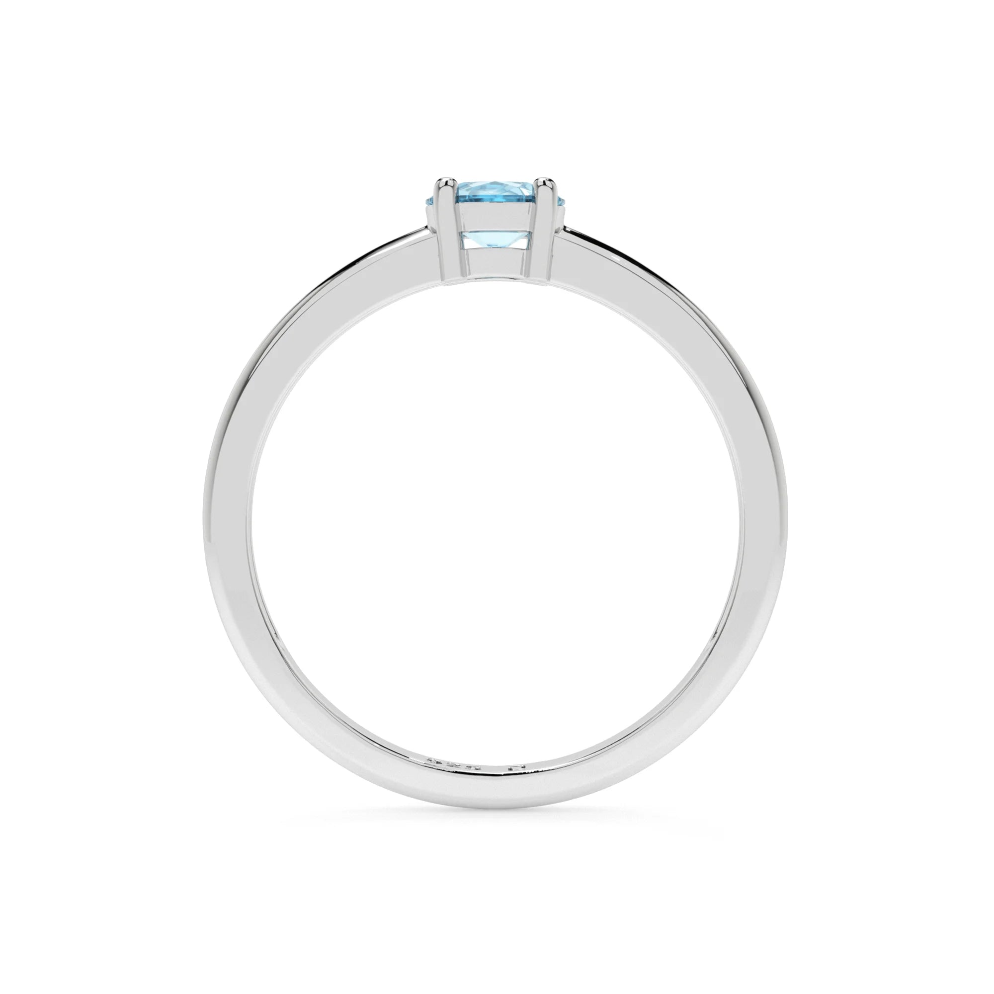 swiss blue topaz round cut stackable prong-set ring
