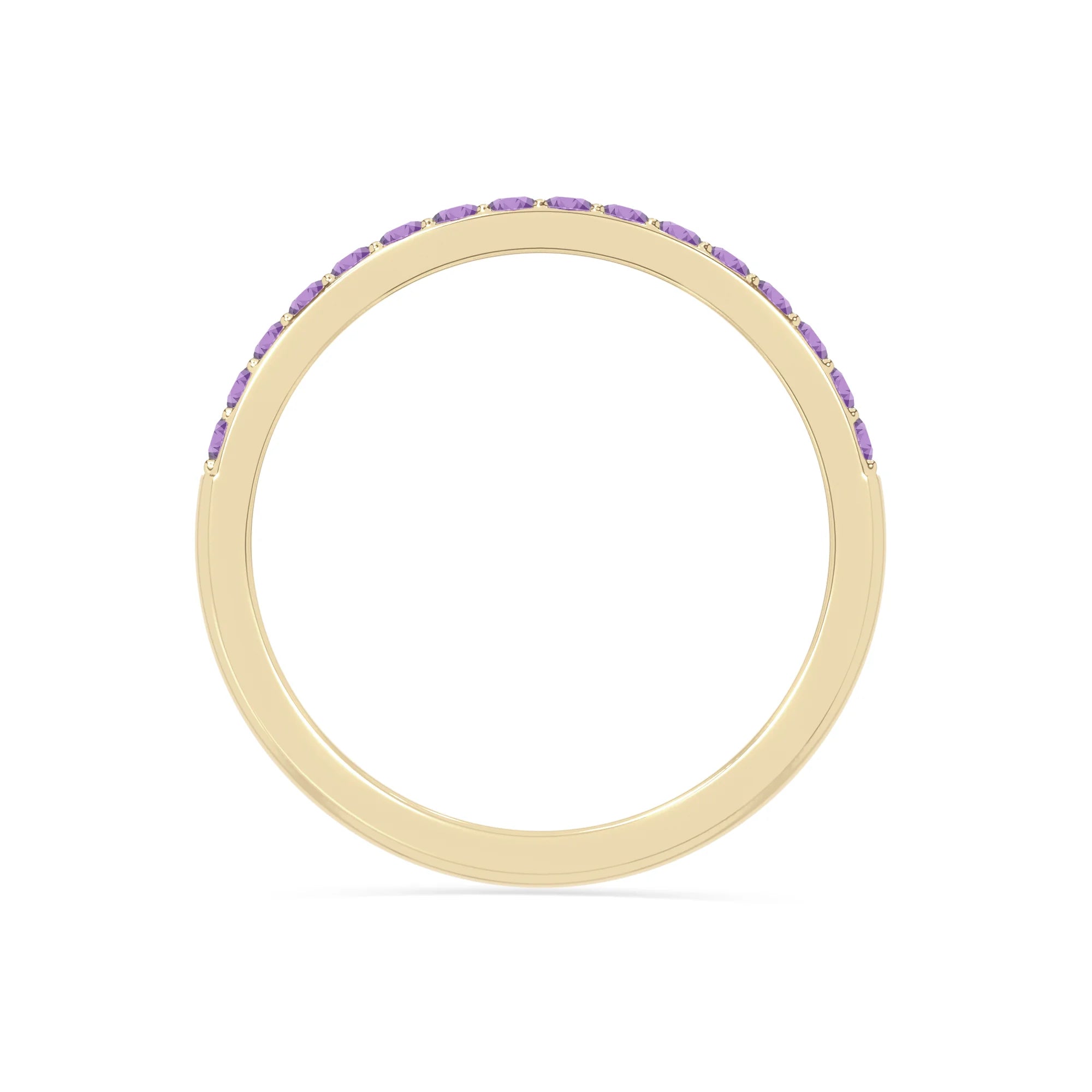 natural amethyst half eternity band rings in yellow gold vermeil