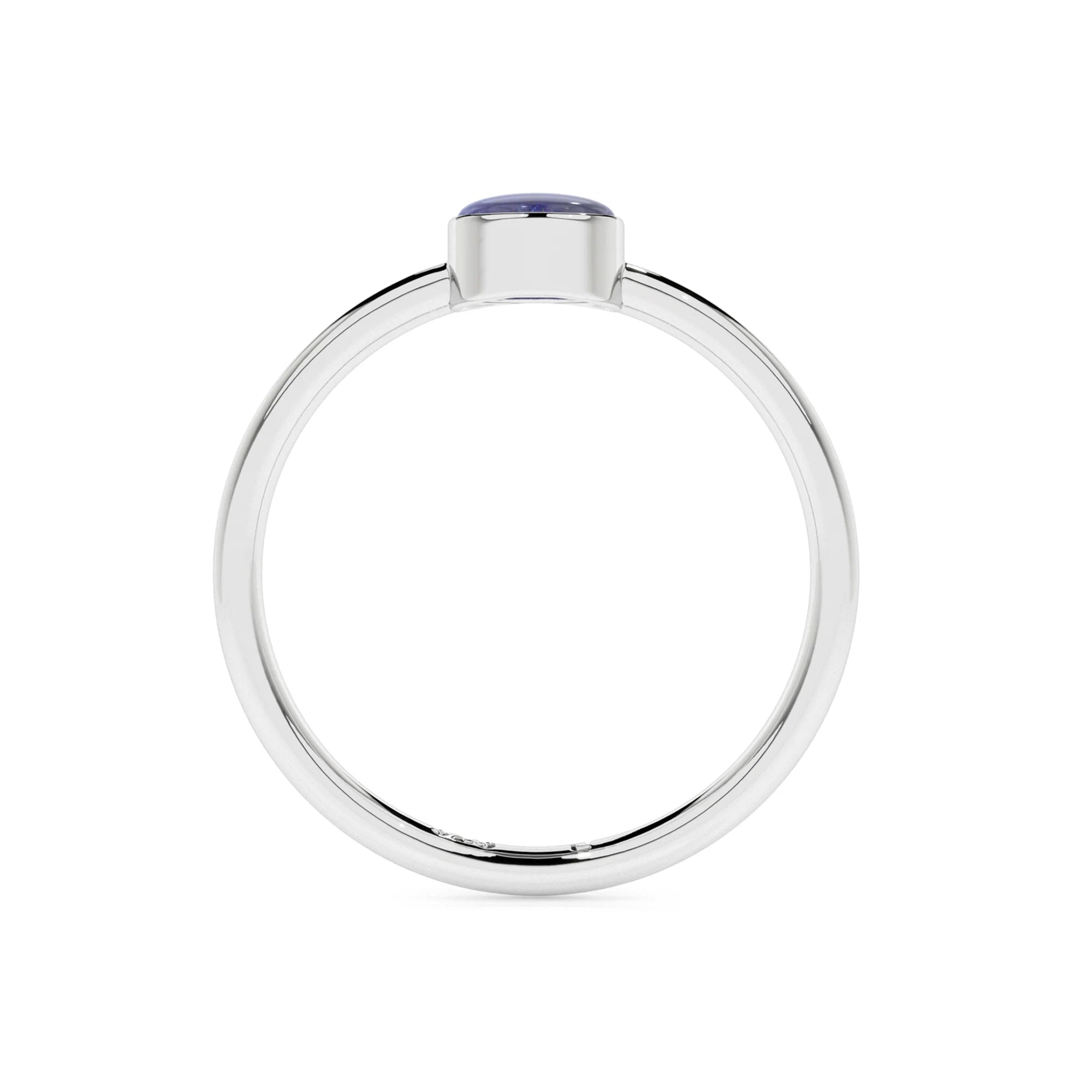 lapis lazuli round cab stackable bezel-set ring