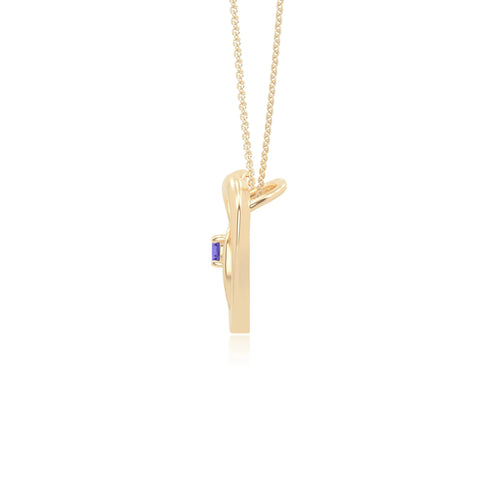 natural tanzanite floral heart necklaces in yellow gold vermeil 