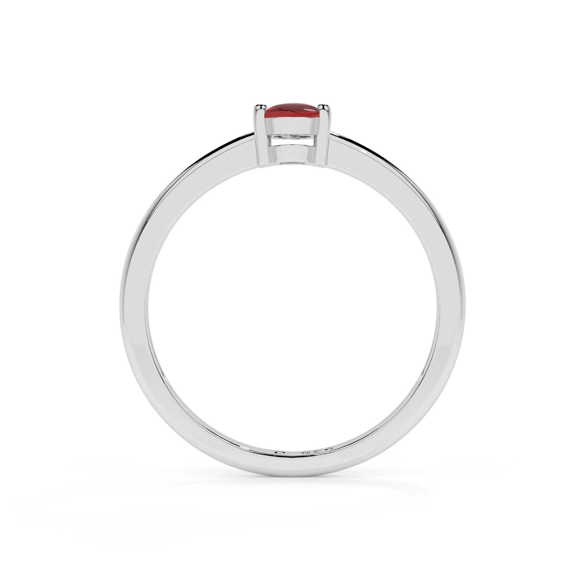 red garnet oval cab stackable prong-set ring