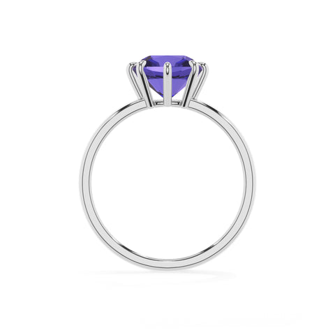 lab-grown tanzanite cushion solitaire engagement ring