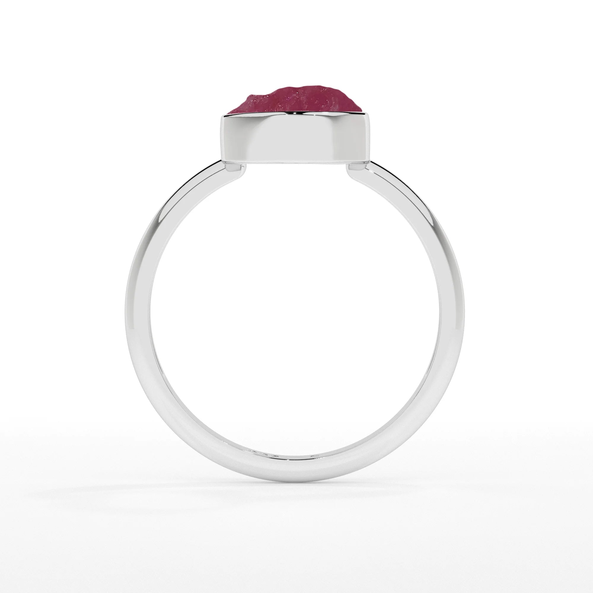ruby rough shape stackable bezel-set ring