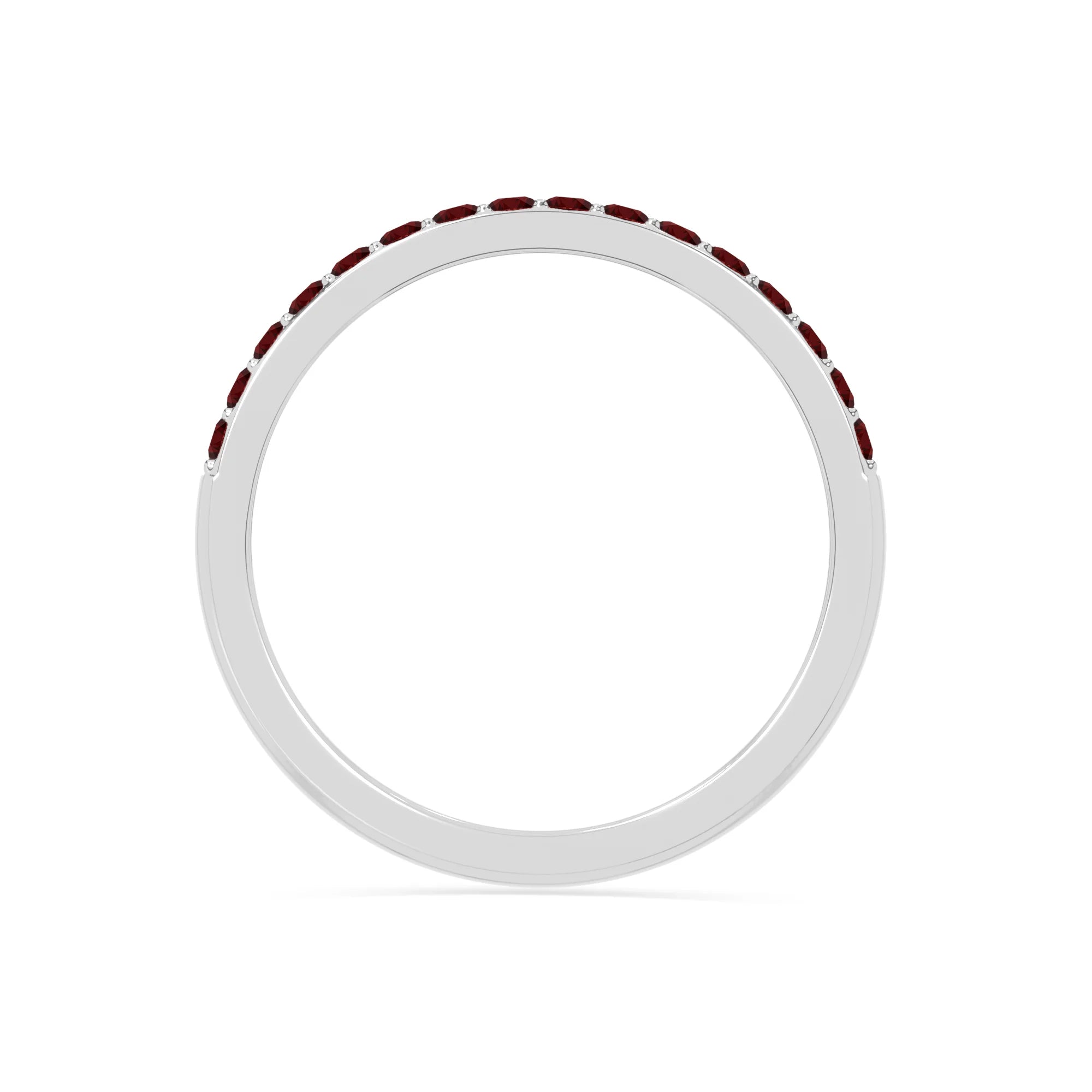 natural garnet half eternity band rings in sterling silver 