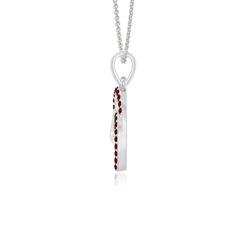 natural garnet heart in heart necklaces in sterling silver 