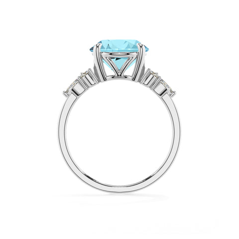 lab grown aquamarine round solitaire engagement ring