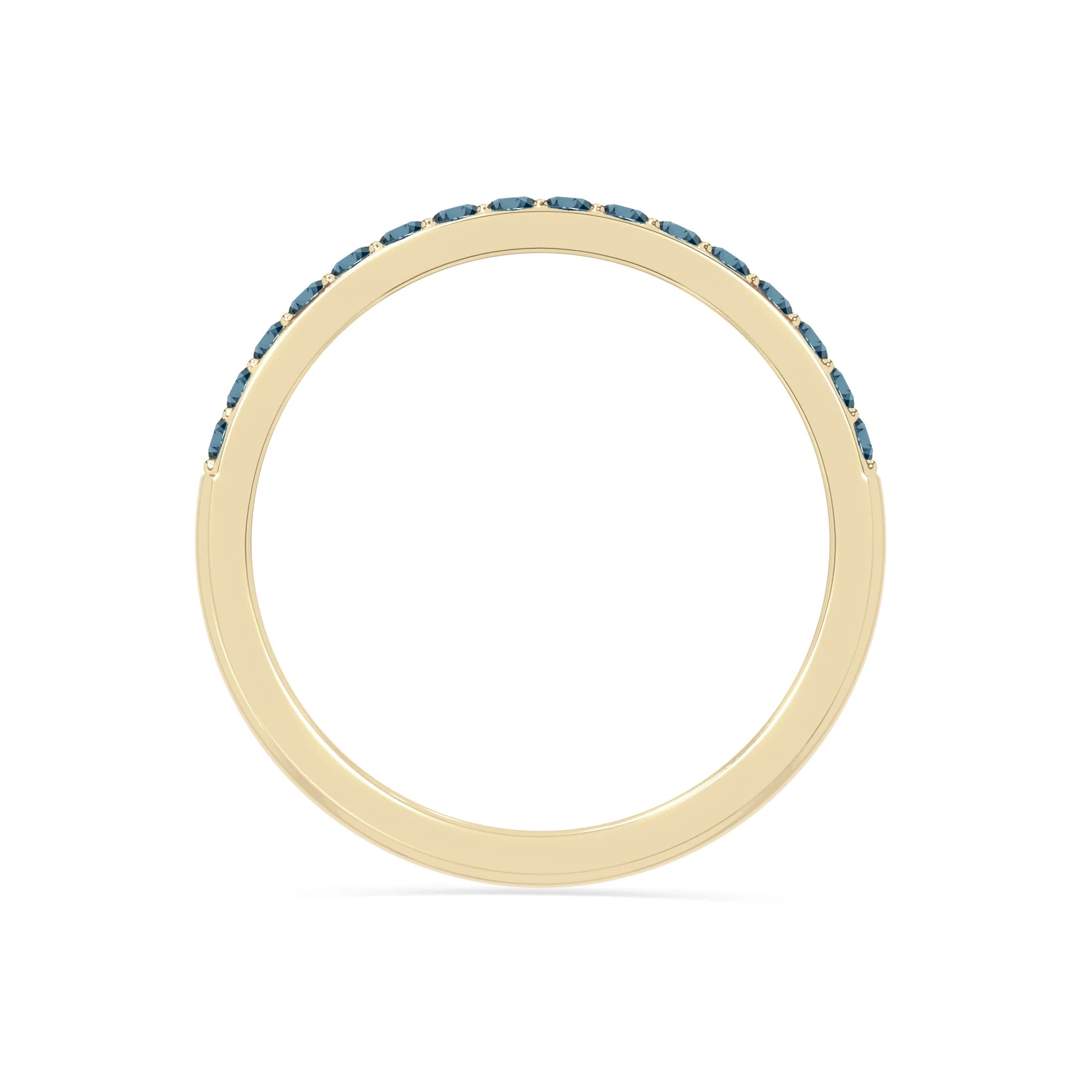 natural london blue topaz half eternity band rings in yellow gold vermeil