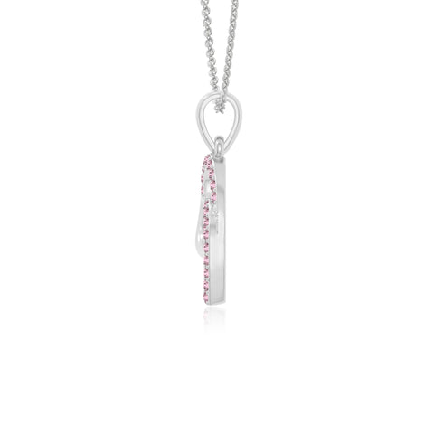 natural pink-tourmaline heart in heart necklaces in sterling silver 