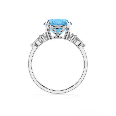 natural swiss blue topaz round solitaire engagement ring