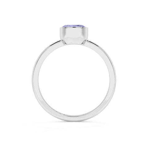 tanzanite round cut stackable bezel-set ring