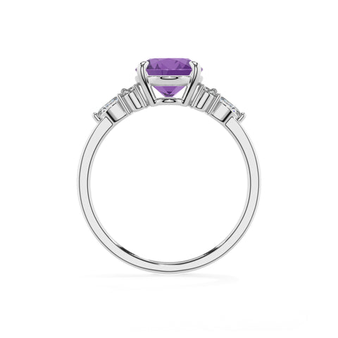 lab grown amethyst oval solitaire engagement ring