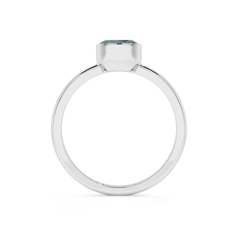 london blue topaz round cut stackable bezel-set ring