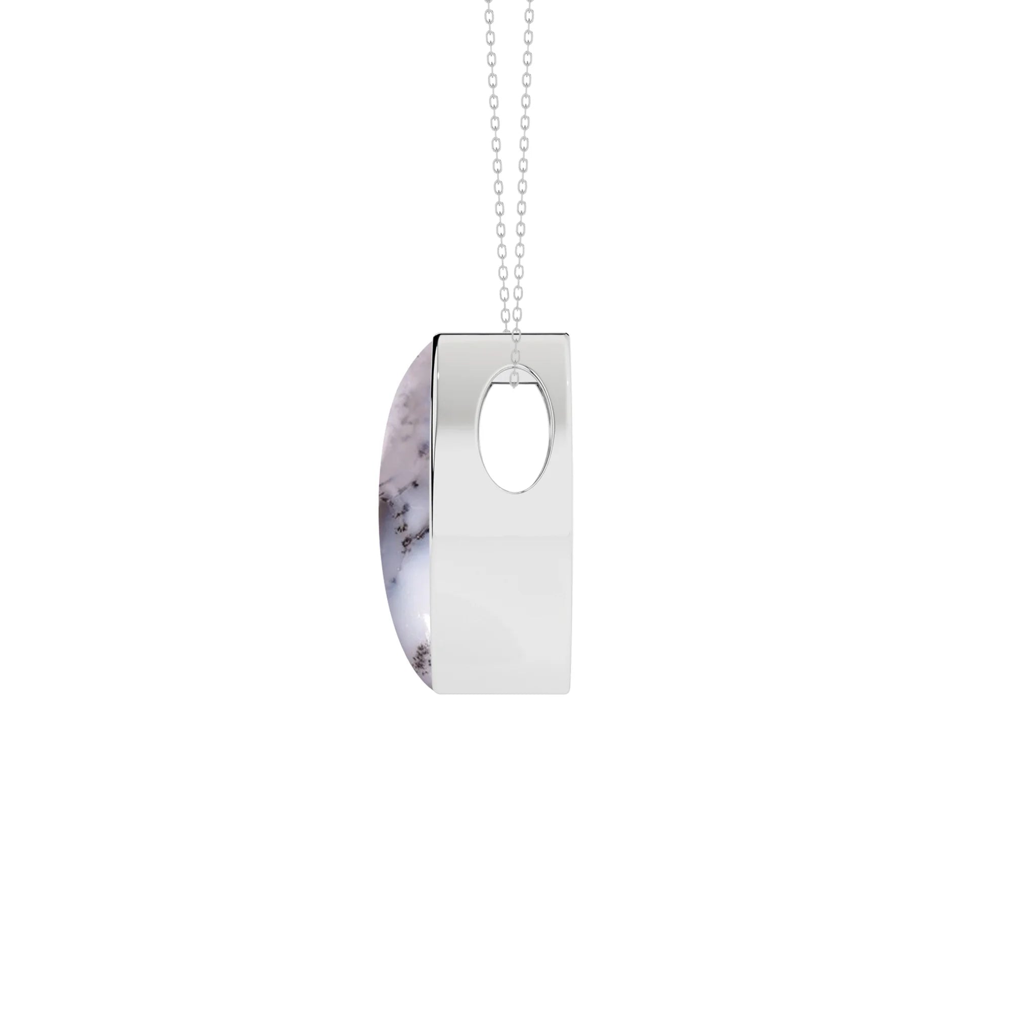 natural dendritic-opal marquise shape pendant necklace