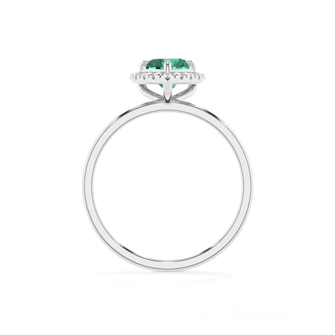 lab-grown emerald heart halo solitaire engagement ring