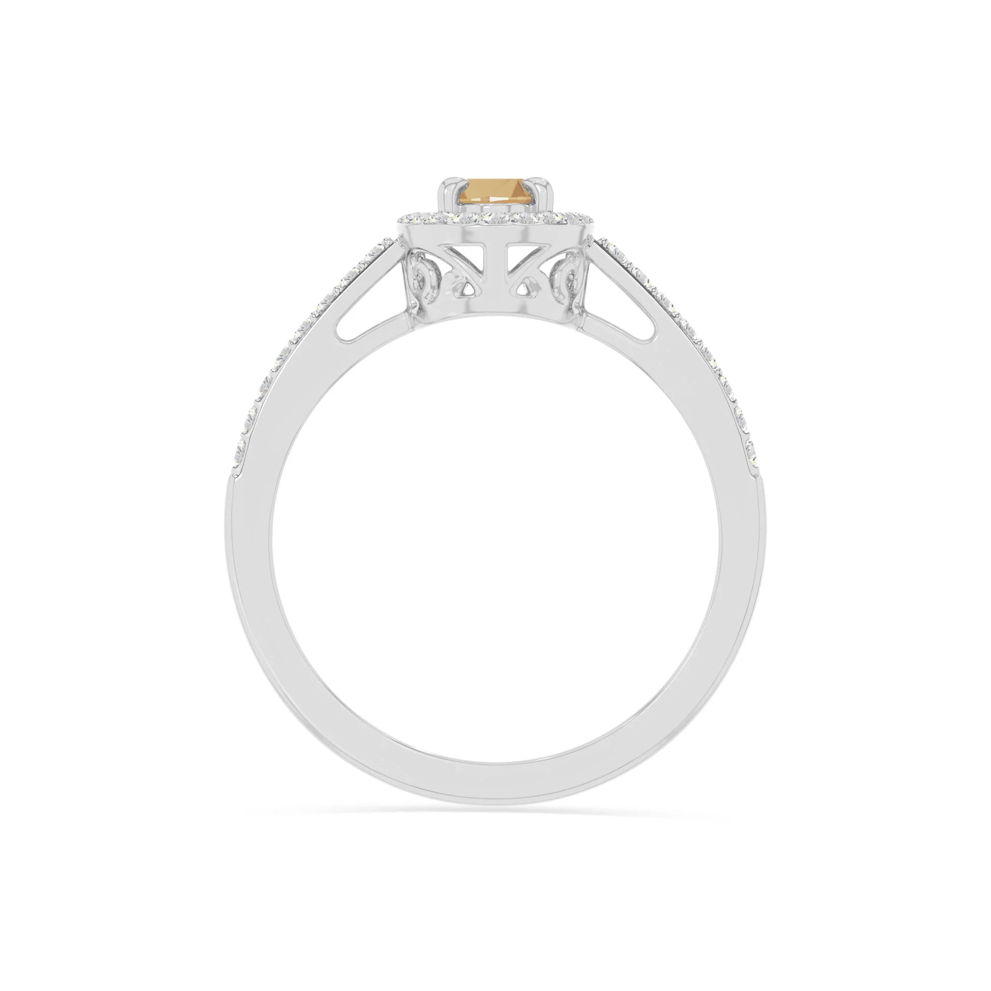 natural citrine solitaire halo engagement rings in sterling silver 