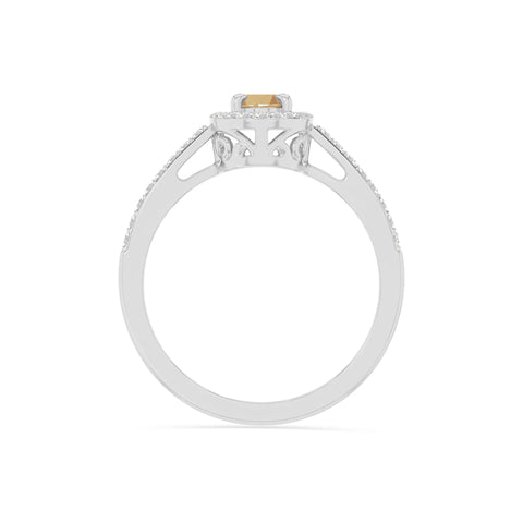 natural citrine solitaire halo engagement rings in sterling silver 